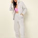 VS PINK Originals Full Zip Hoodie & Campus Pant Set Gray with Bling Logo Sz XXL