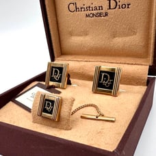Rare✨ Christian Dior Cufflinks & Tie Pin Set Vintage with Box