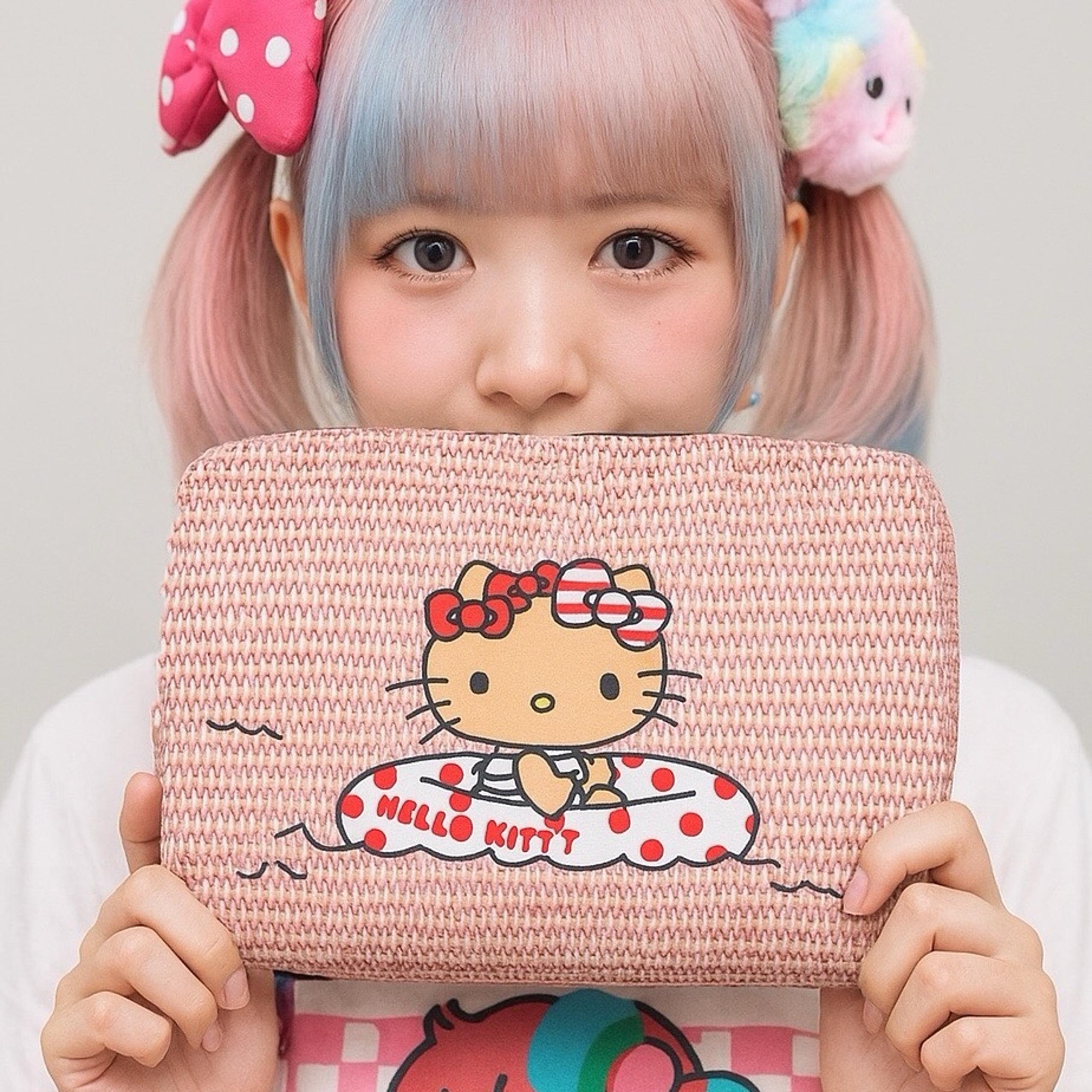 LESPORTSAC x Hello Kitty 7121 XL Rectangular Cosmetic Clutch Bag Zipper Pouch