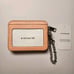 NWT 6303 Coach Zip Card Case With Chain Leather Faded Blush