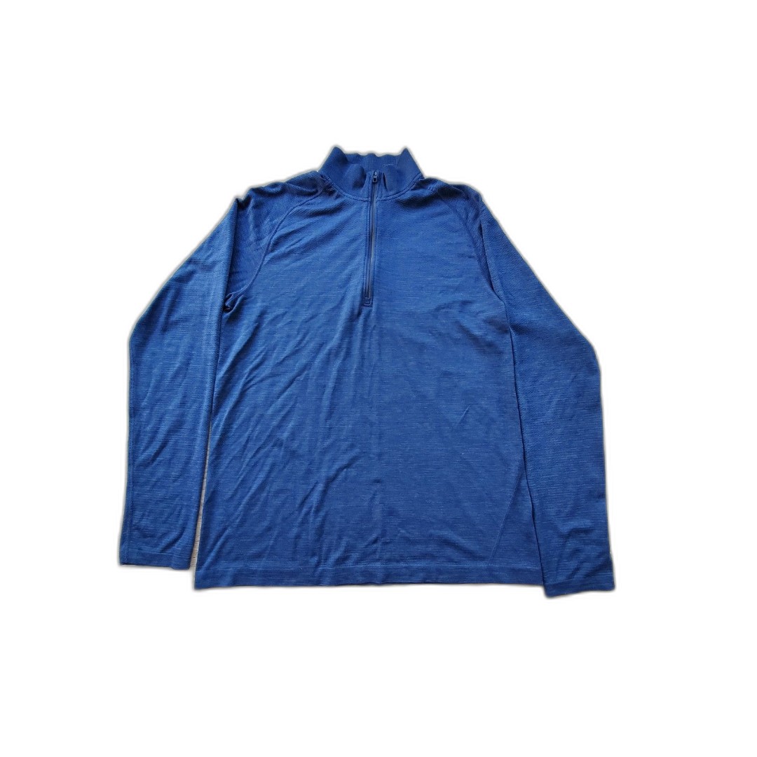 lululemon Men's (Probably) L Half Zip Light Top Long Sleeve Heathered Blue EUC