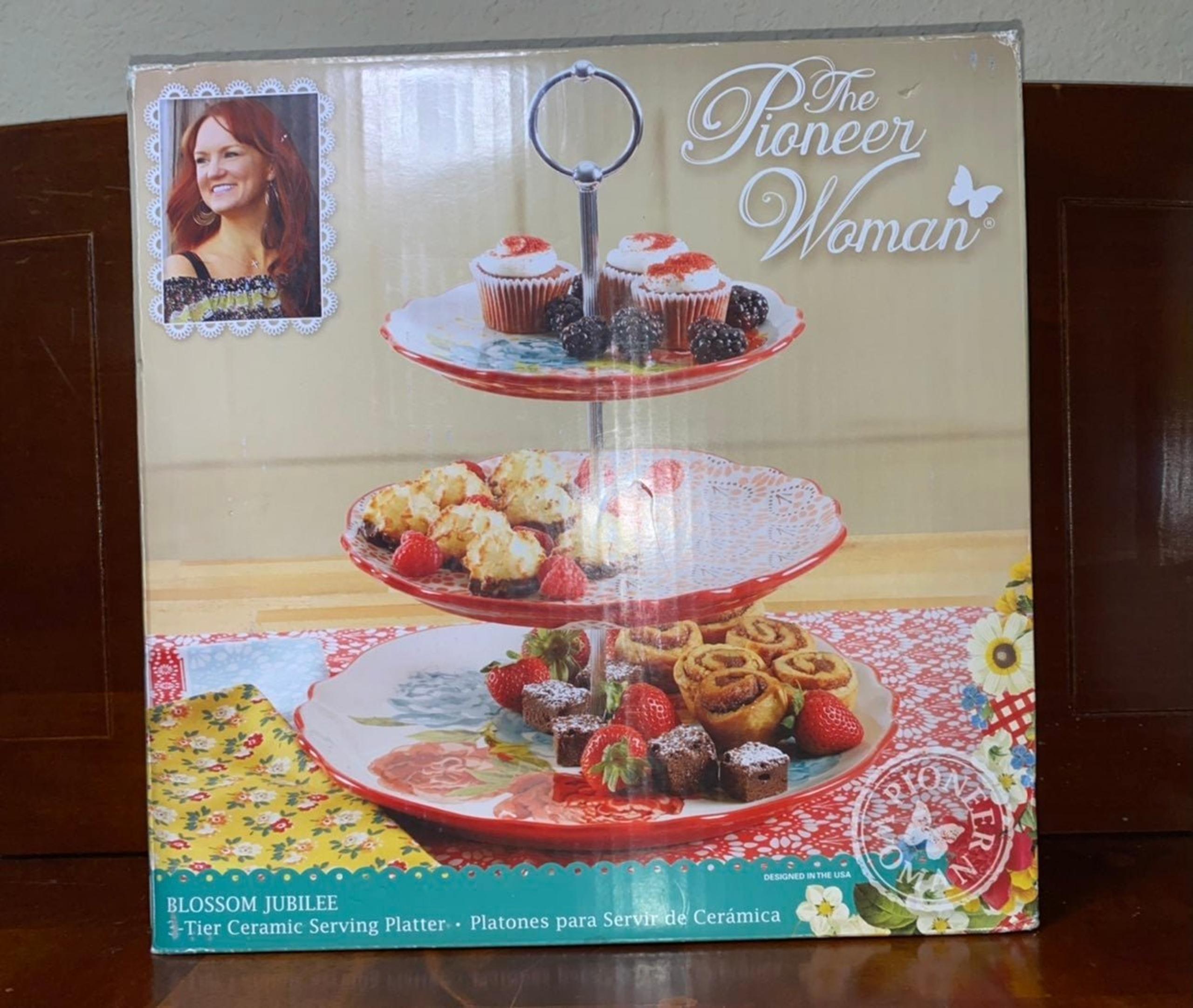 Pioneer Woman 3-Tier Ceramic Serving Platter Blossom Jubilee
