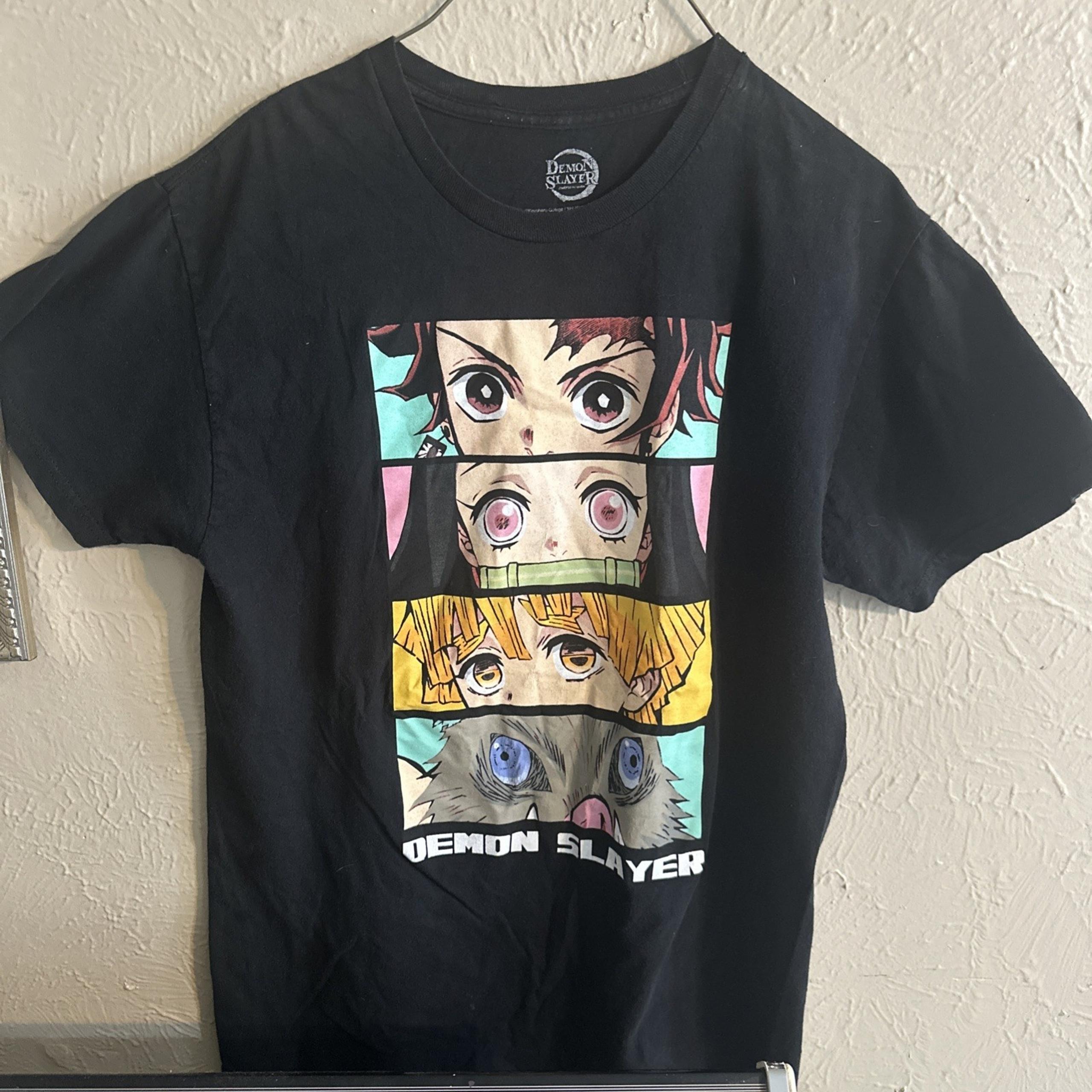 Demon Slayer T Shirt M Medium Black Anime Character Eyes.