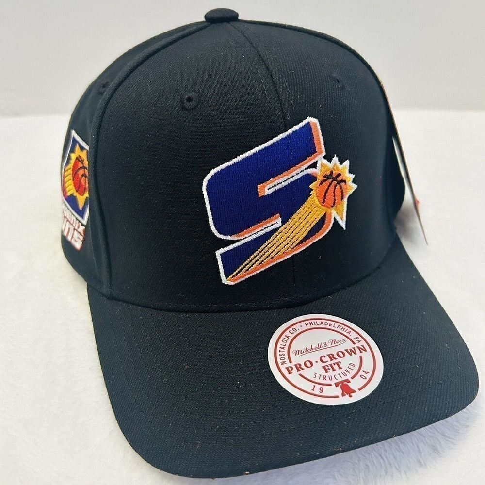 Mitchell & Ness Phoenix Suns Pro Crown Patch Snapback Hat Adjustable Black Suede