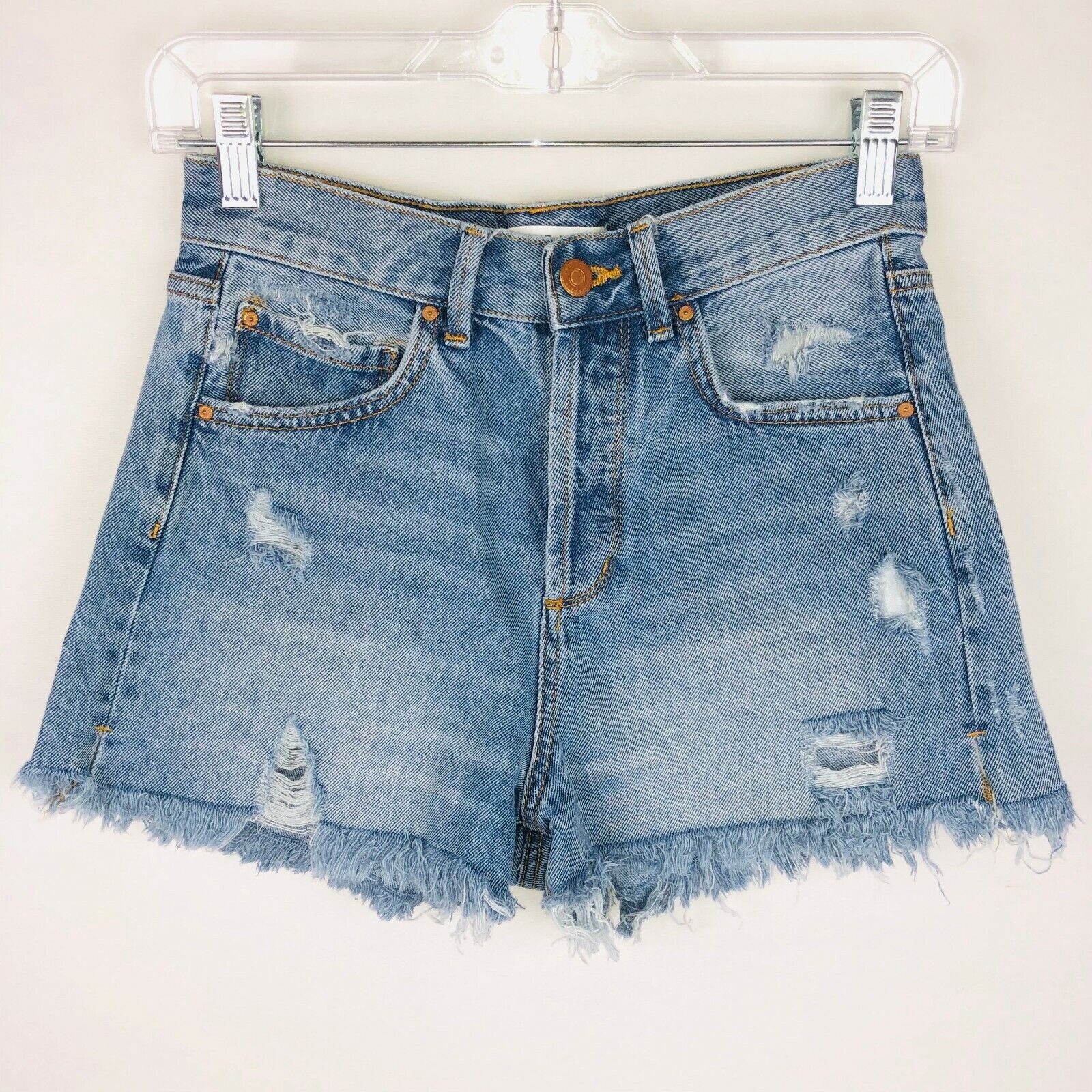 Zara 1975 Womens 2 Bohemian Festival Button Fly High Rise Denim Jean Shorts