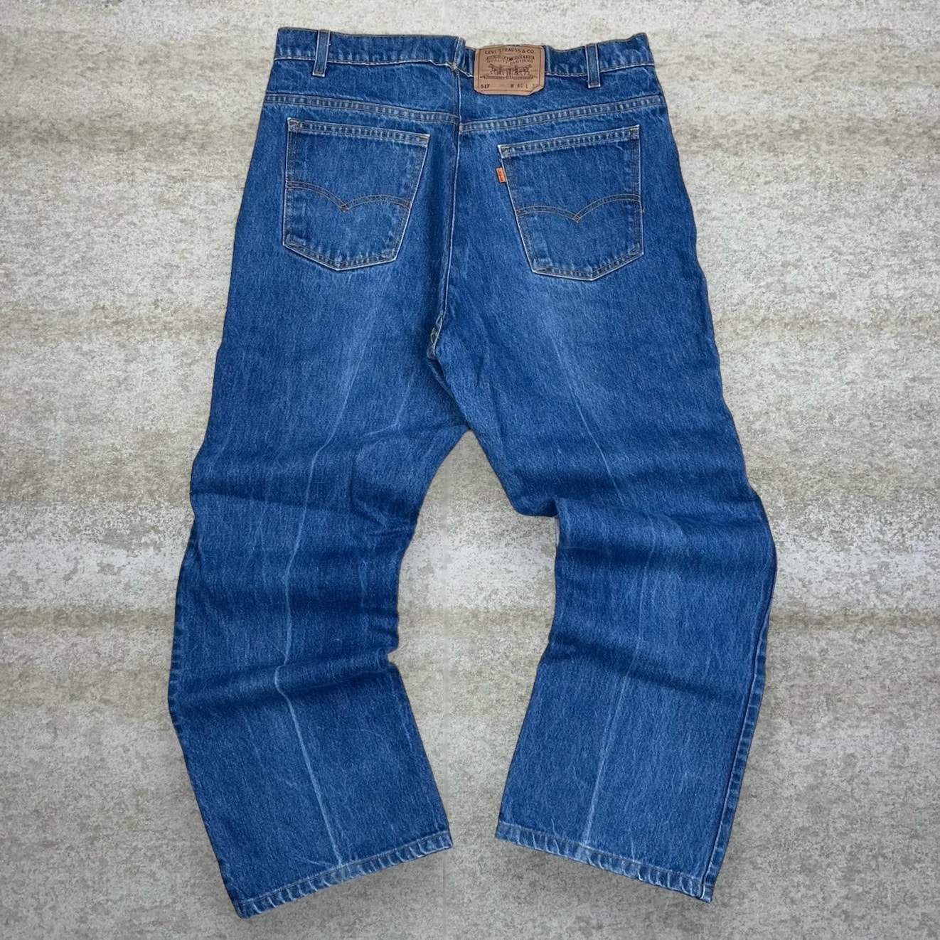 Vintage Orange Tab Levis Jeans 517 Bootcut Flared Made in USA Dark Wash 90s