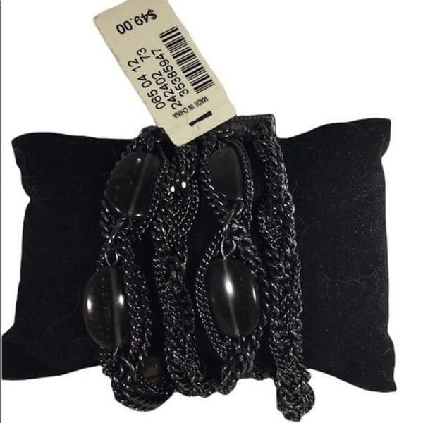 Nwt Talbots chain bracelet gray black metal