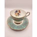 Paragon England Floral on Green & Gold Decorated Tea Cup & Saucer
