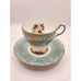 Paragon England Floral on Green & Gold Decorated Tea Cup & Saucer