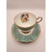 Paragon England Floral on Green & Gold Decorated Tea Cup & Saucer