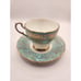 Paragon England Floral on Green & Gold Decorated Tea Cup & Saucer