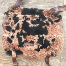 Falor Fur Purse w Soft Cowhide Lining - Distressed Bronze Leather Leopard Print