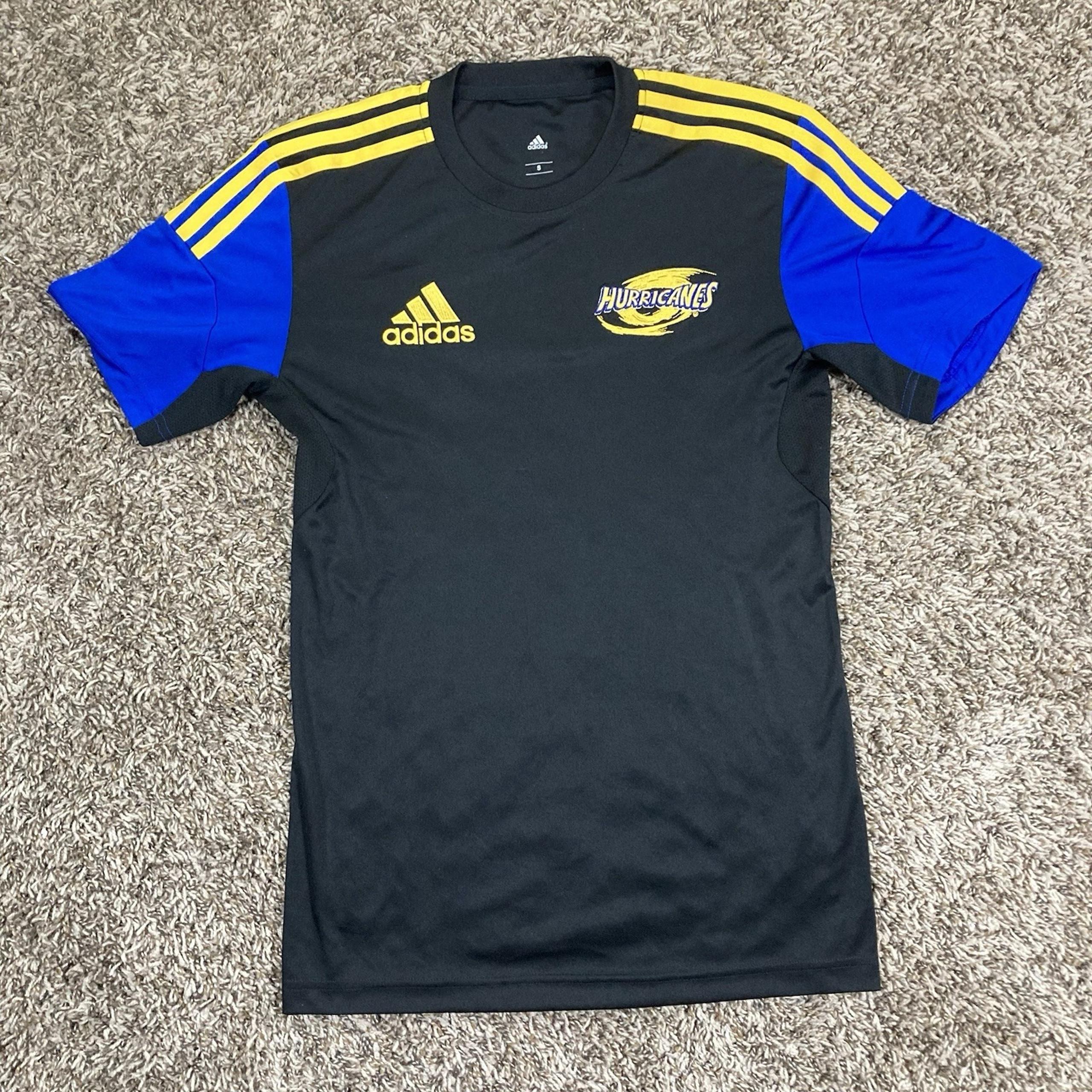 Adidas Wellington Hurricanes Rugby Jersey Mens Small Black Blue Climacool