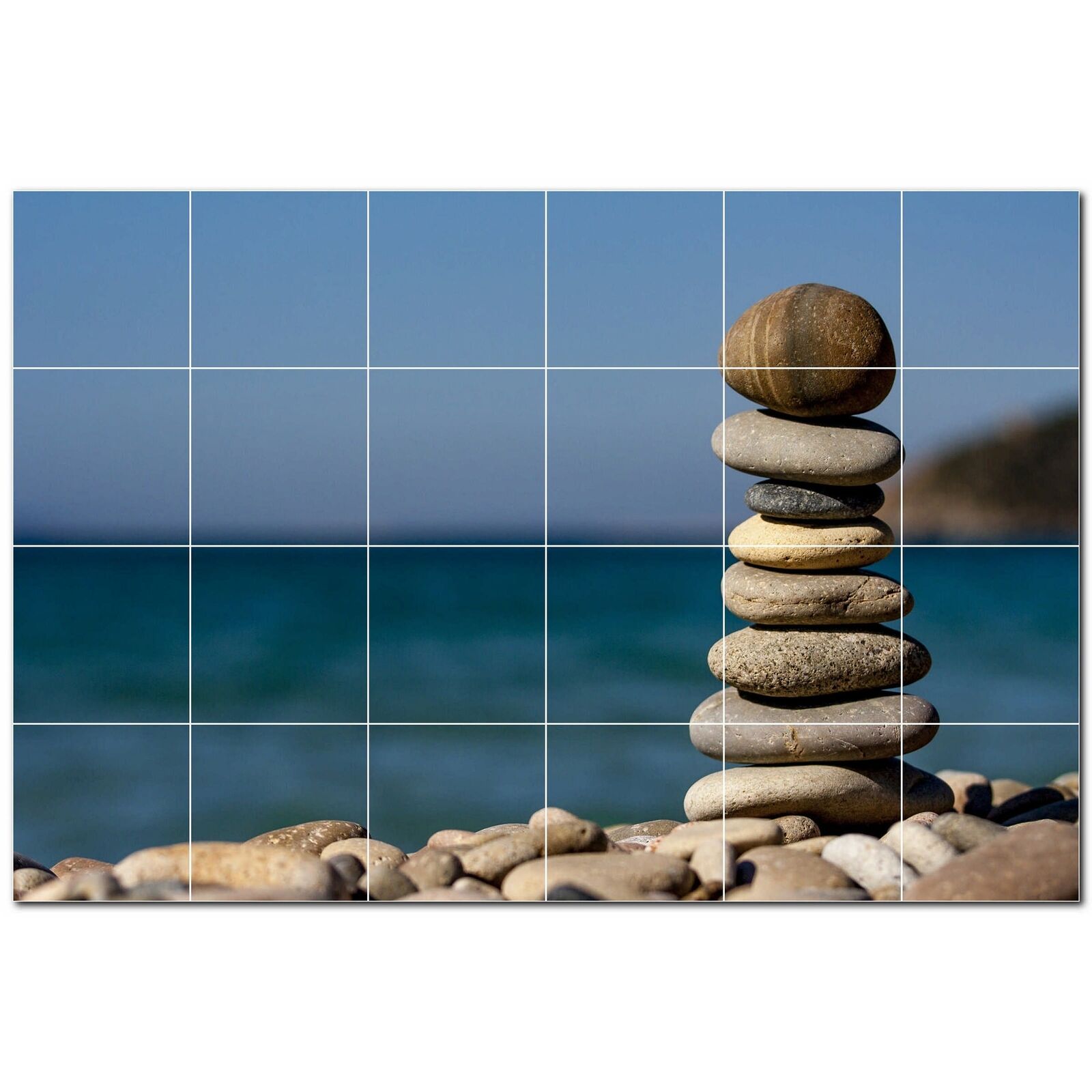 Rocks Ceramic Tile Wall Mural PT500932. 48 W x 32 H (24) 8x8 tiles
