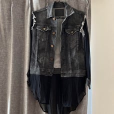 KILL CITY Fringe Denim Jacket XS Dark Gray