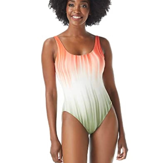 Vince Camuto women’s Dip-Dye Scoop Neck One-Piece Safari Green ombré size 12 NEW