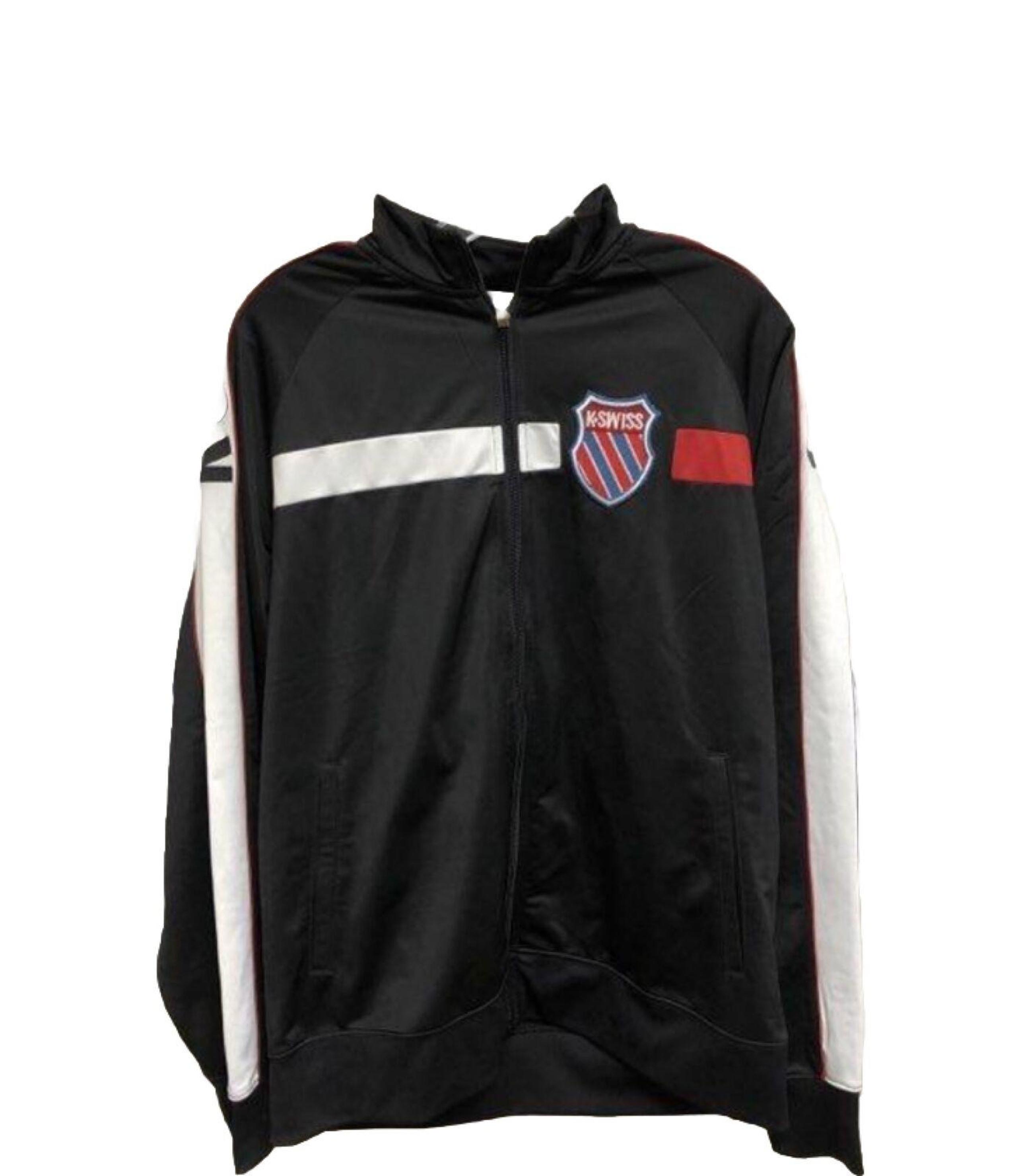 Vintage K Swiss Mens Medium Embroidered Stripes Full Zip Warm-Up Track Jacket