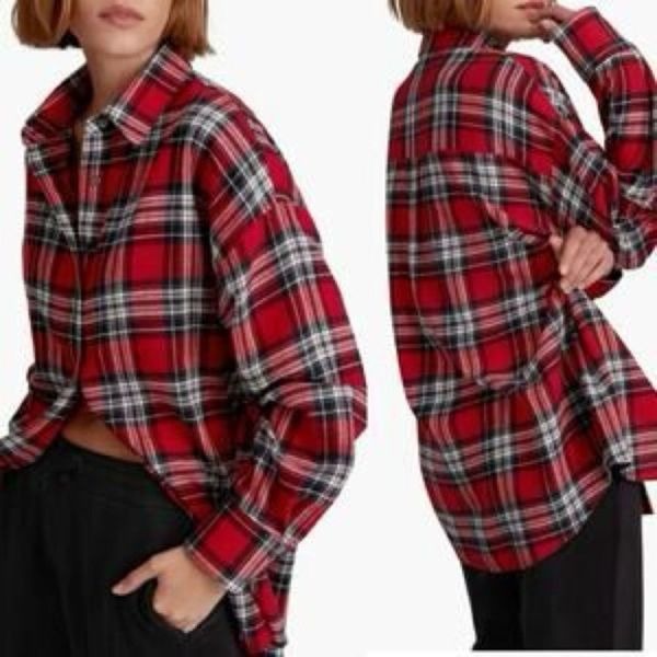 Favorite Daughter The Ex-Boyfriend Flannel Shirt in Red Plaid