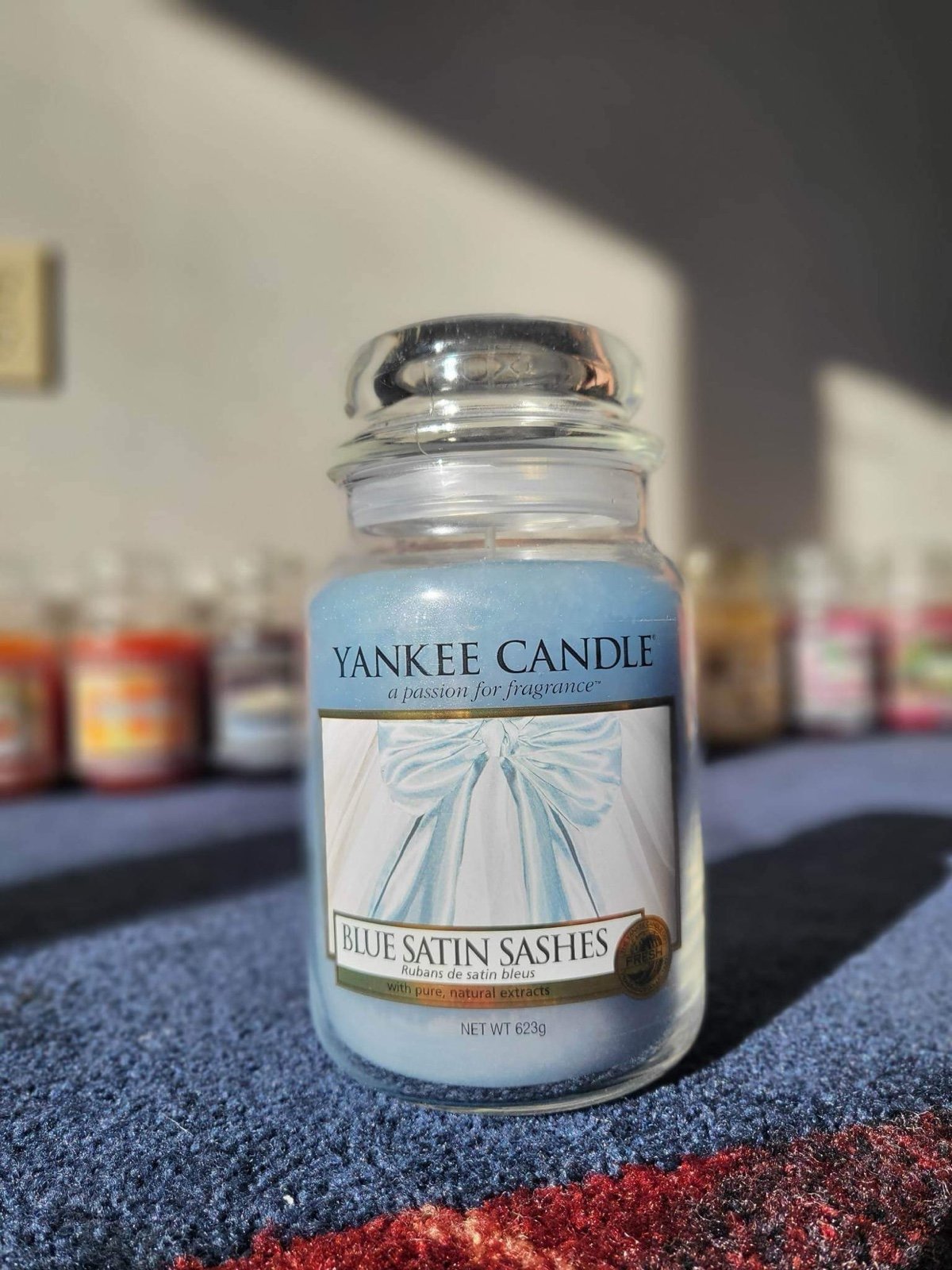 Yankee candle blue satin sashes large jar rare
