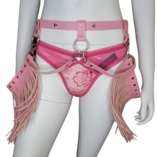 Pastel pink cowgirl garter harness tassle rave lingerie stars cowboy
