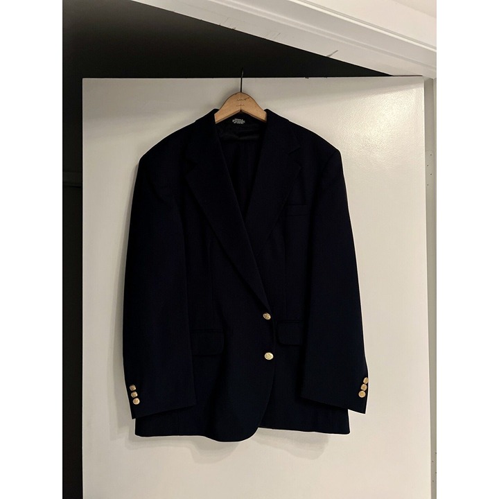 Vintage Haggar Men's Two Button Suit Blue Size 40S, 32x32 US
