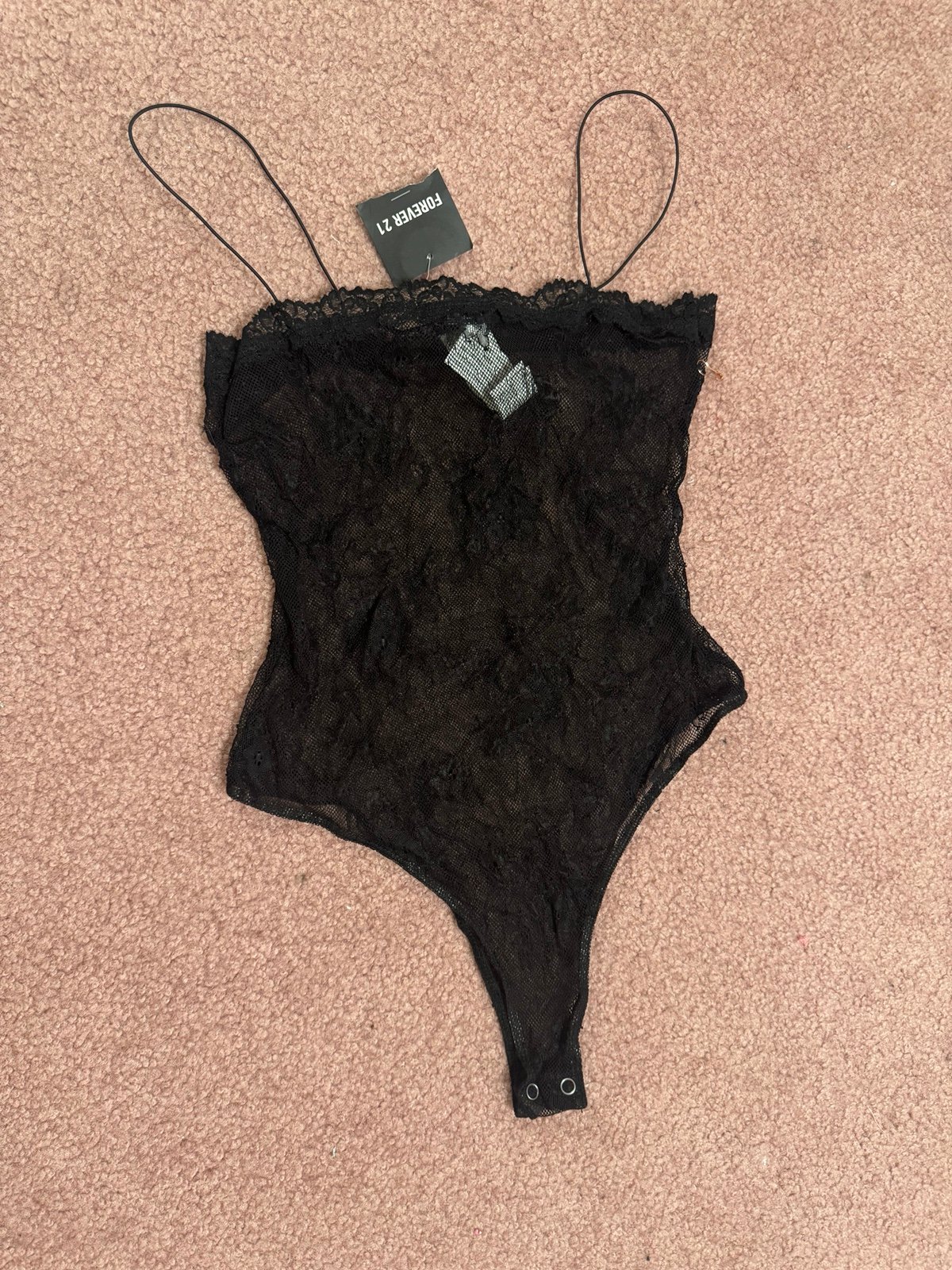 New Xs black lace forever 21 bodysuit lingerie top festival goth