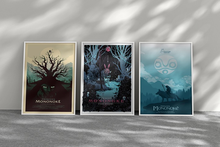 Princess Mononoke Posters-Studio Ghibli Anime Art - Manga Wall Art - Gift- Set O