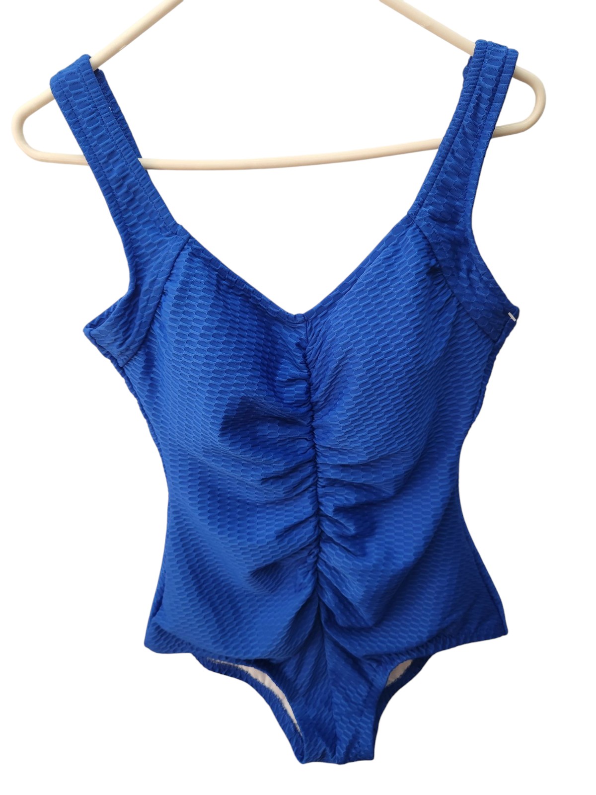 Maxine Of Hollywood Blue Spa Shirred Front Girl Leg One Piece Swimsuit Size 16