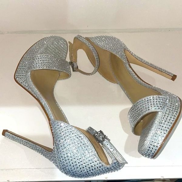 Michael Kors Jordyn Embellished Glitter Chain Mesh Platform