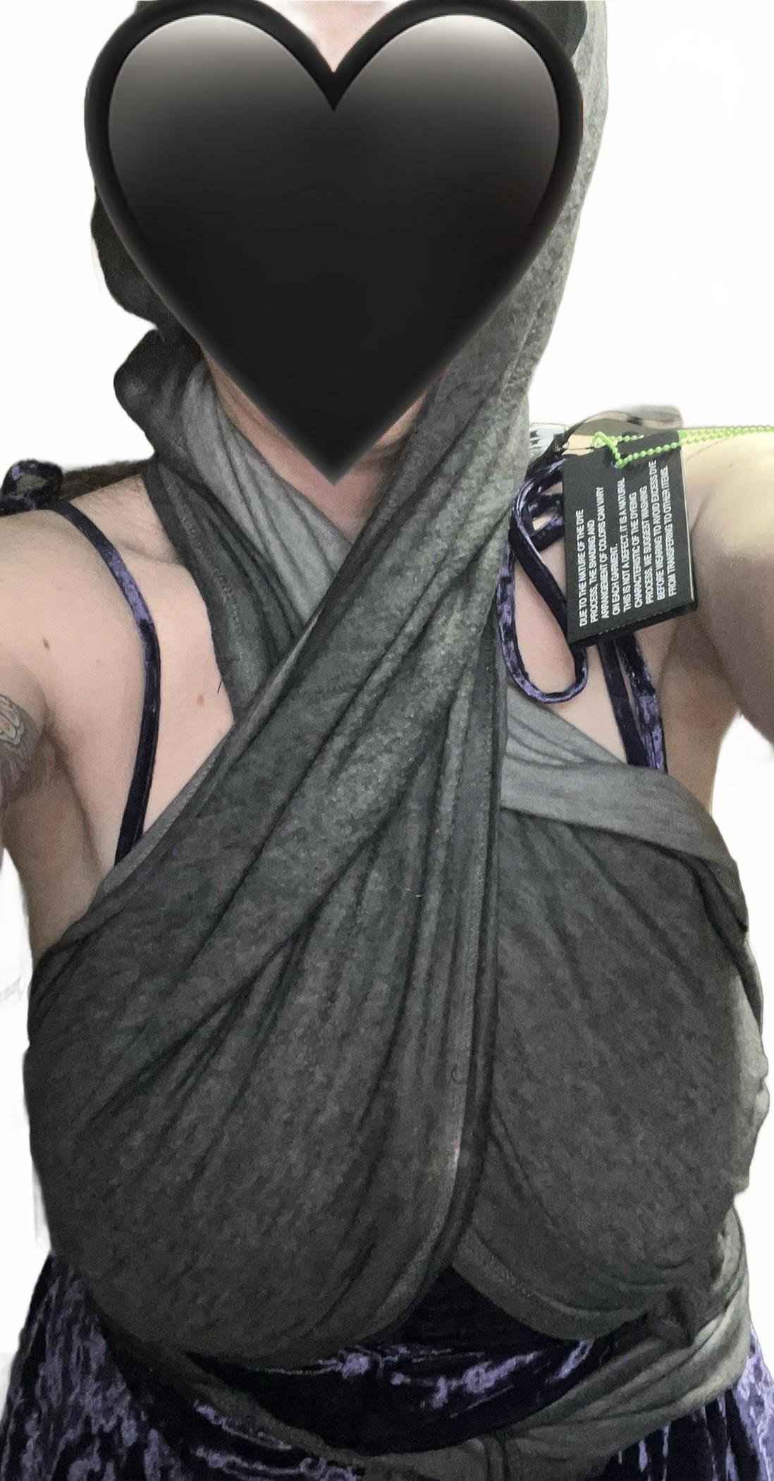 Darker Wavz Dark Gray Temp Hooded Wrap Scarf Festival Rave Multi Wear