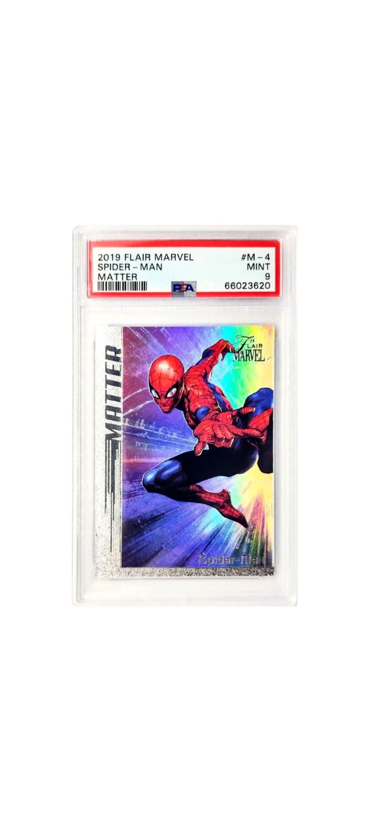 2019 Flair Marvel Matter: Spider-Man #M-4 - PSA 9 Pop 5, 1 Higher