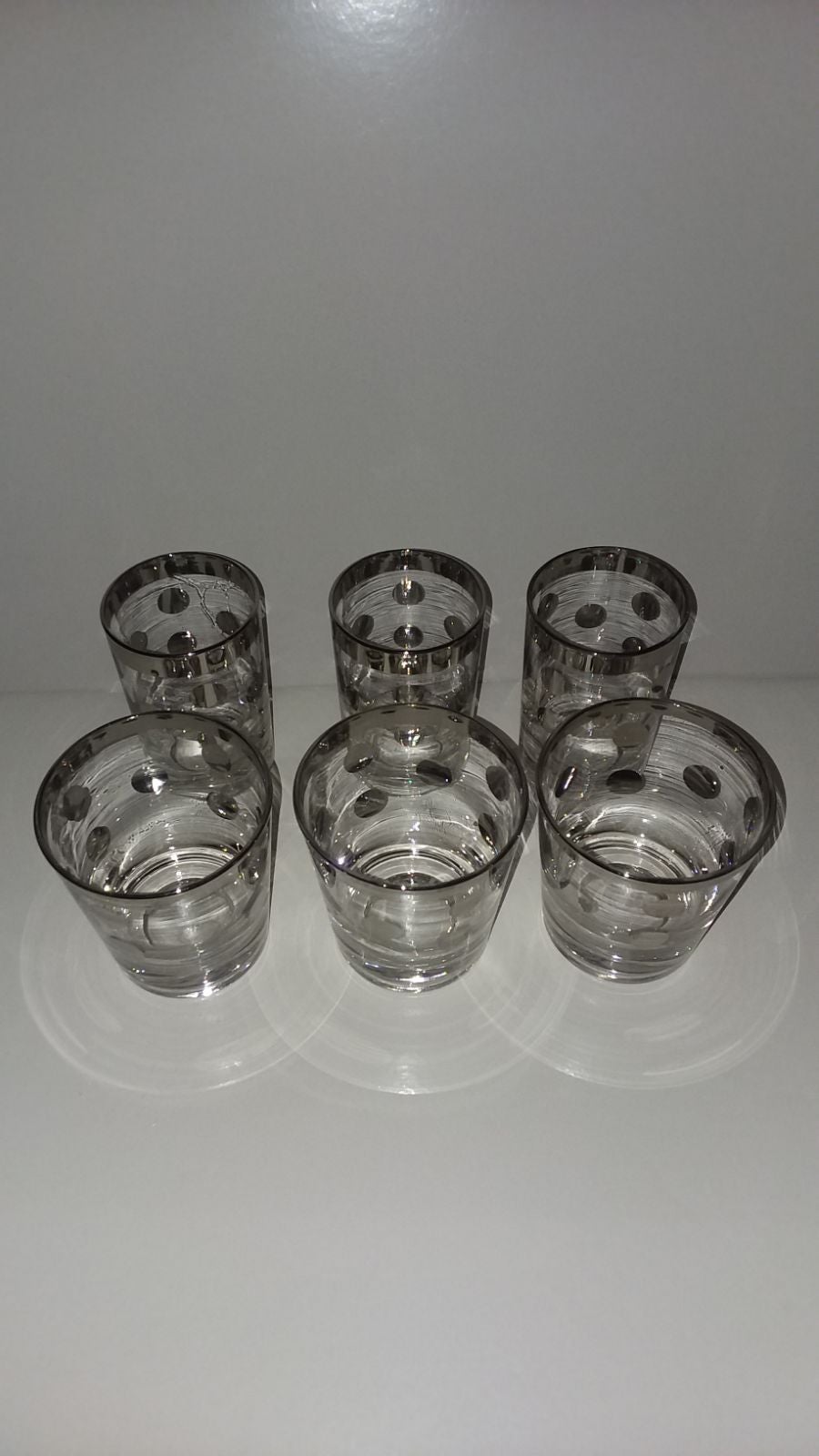 Vintage MCM Silver Polka Dots Glassware
