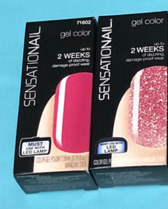 Sensationail Sensational Gel Pink Manicure Metallic Glitter Shimmer Chrome Kit
