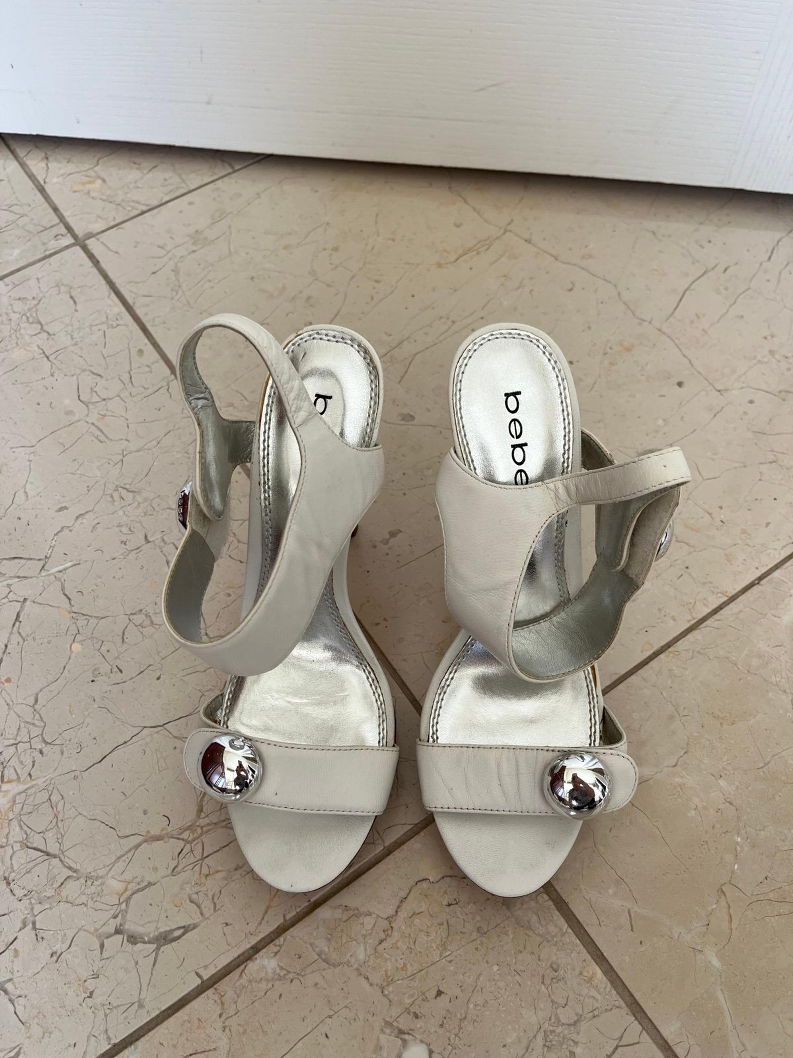 BEBE White High Heel Sandals Size 8