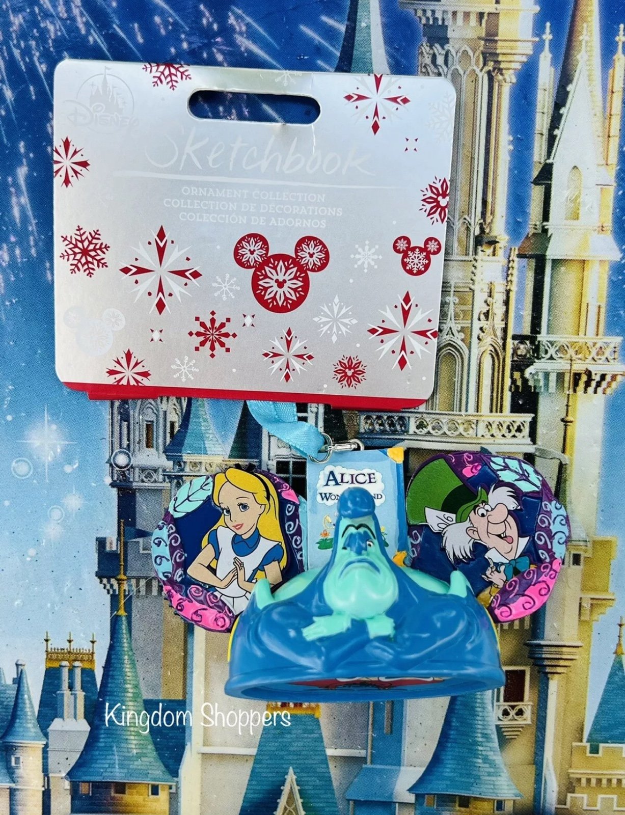 2022 Disney Parks Alice In Wonderland Mickey Mouse Ear Hat Christmas Ornament