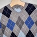 DANIEL CREMIEUX Men's V-Neck 100% CASHMERE Gray Blue ARGYLE Sweater Size XL
