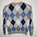 DANIEL CREMIEUX Men's V-Neck 100% CASHMERE Gray Blue ARGYLE Sweater Size XL