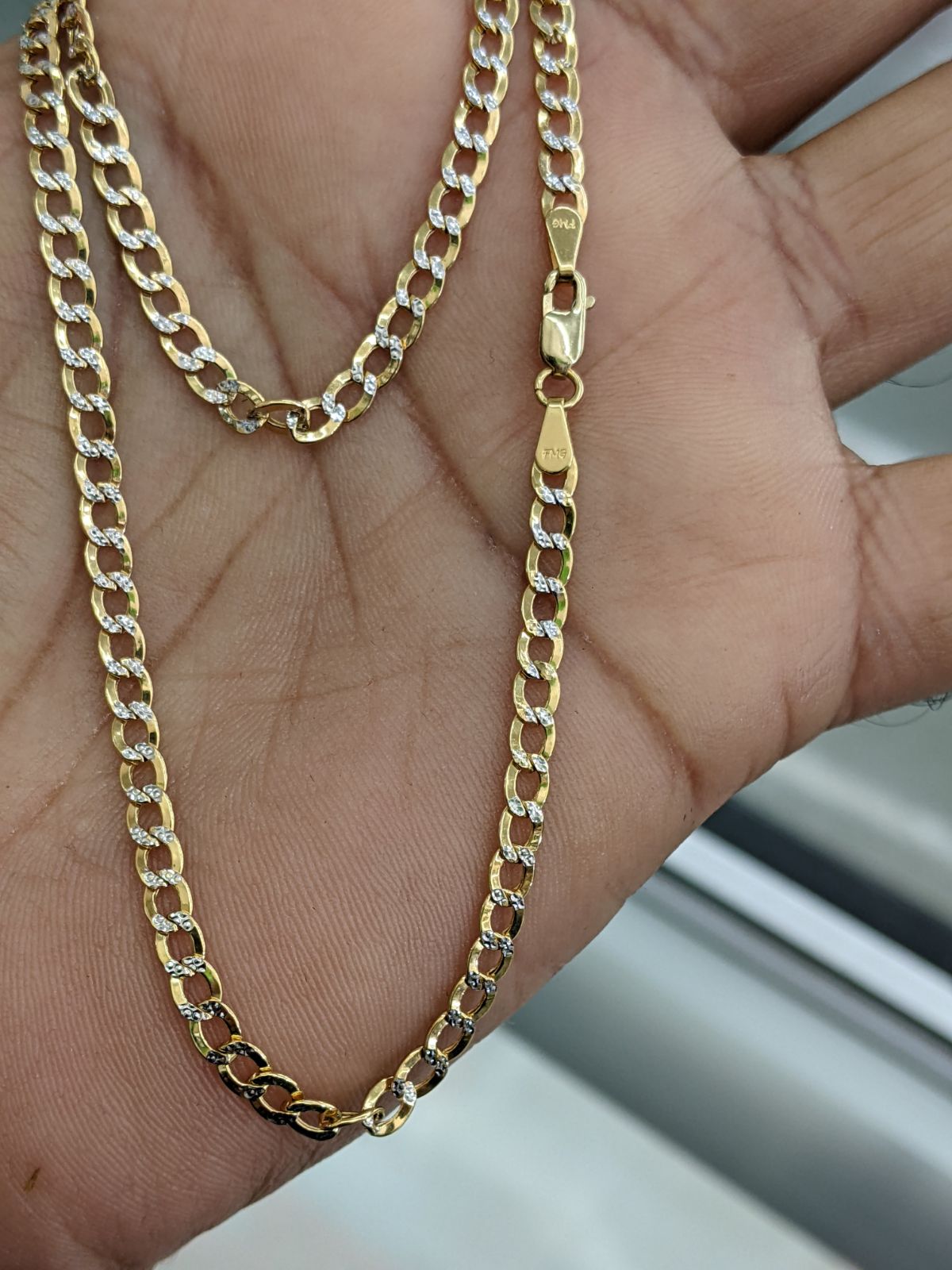 10k real gold cuban curb diamond cut chain