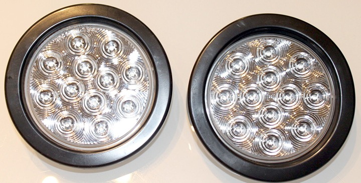 2 CLEAR LENS RED LED 4 ROUND STOP TURN TAIL LIGHT GROMMET PLUG TRUCK TRAILER