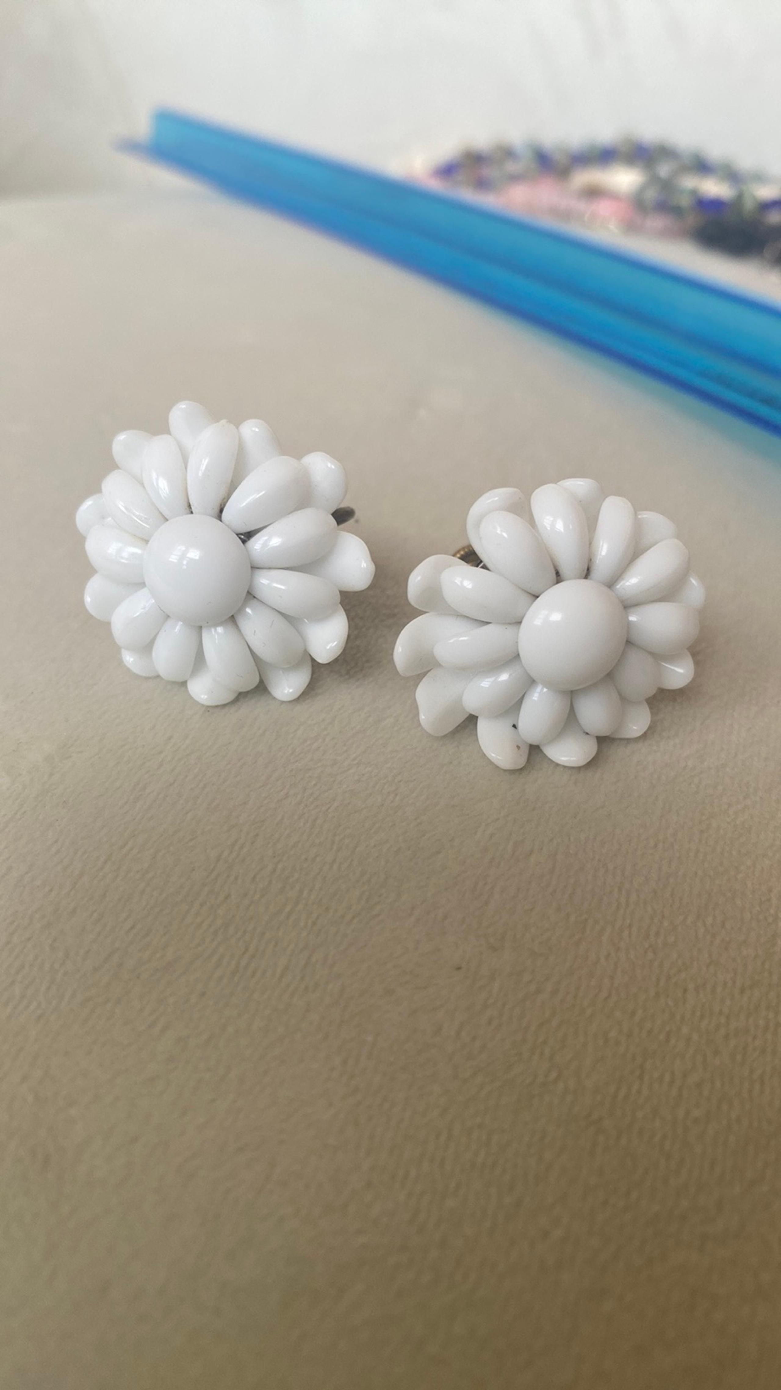 Vintage Milk glass Earrings
