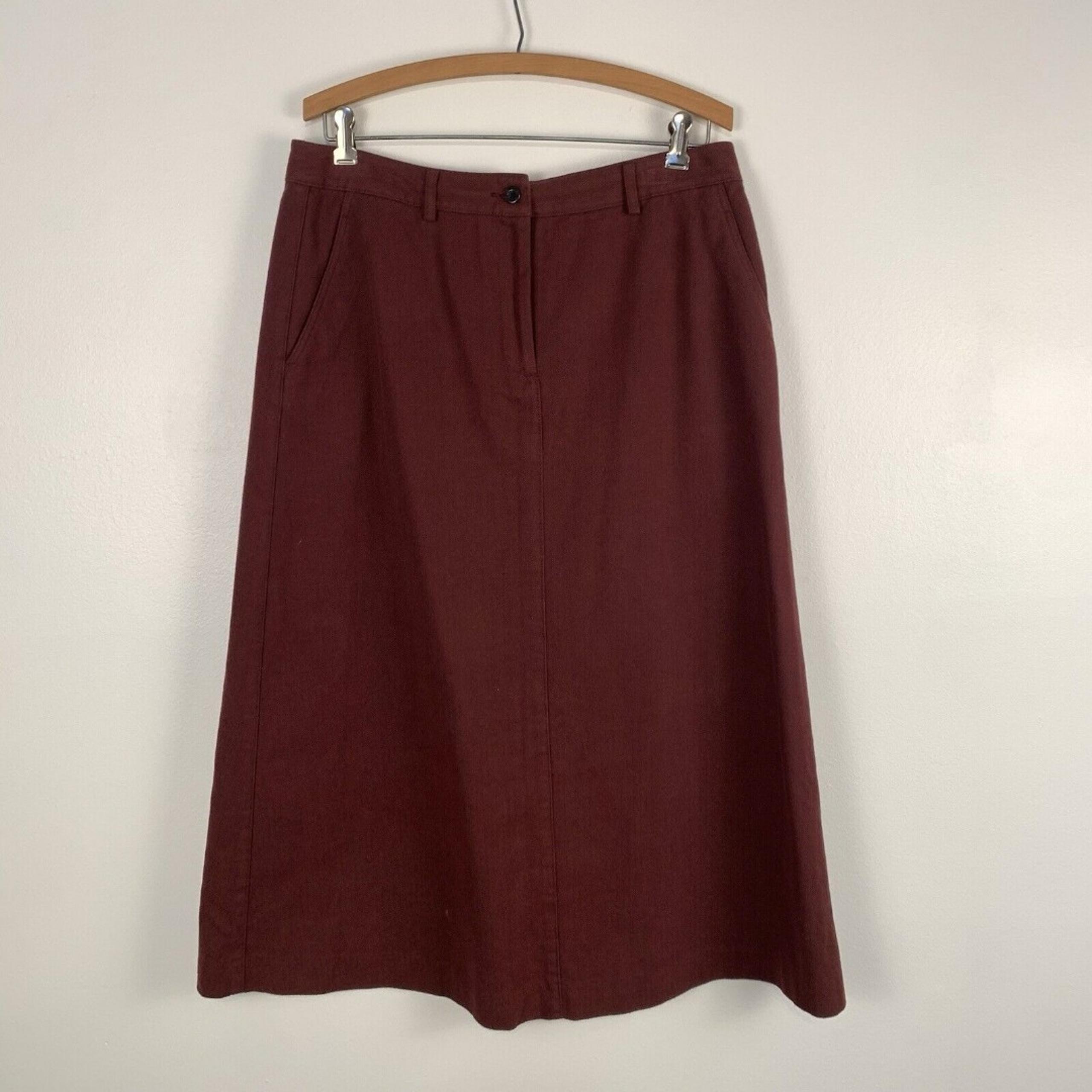 LL Bean Womens Skirt Maxi Long Herringbone Pockets Modest Lined Classic Fit 10