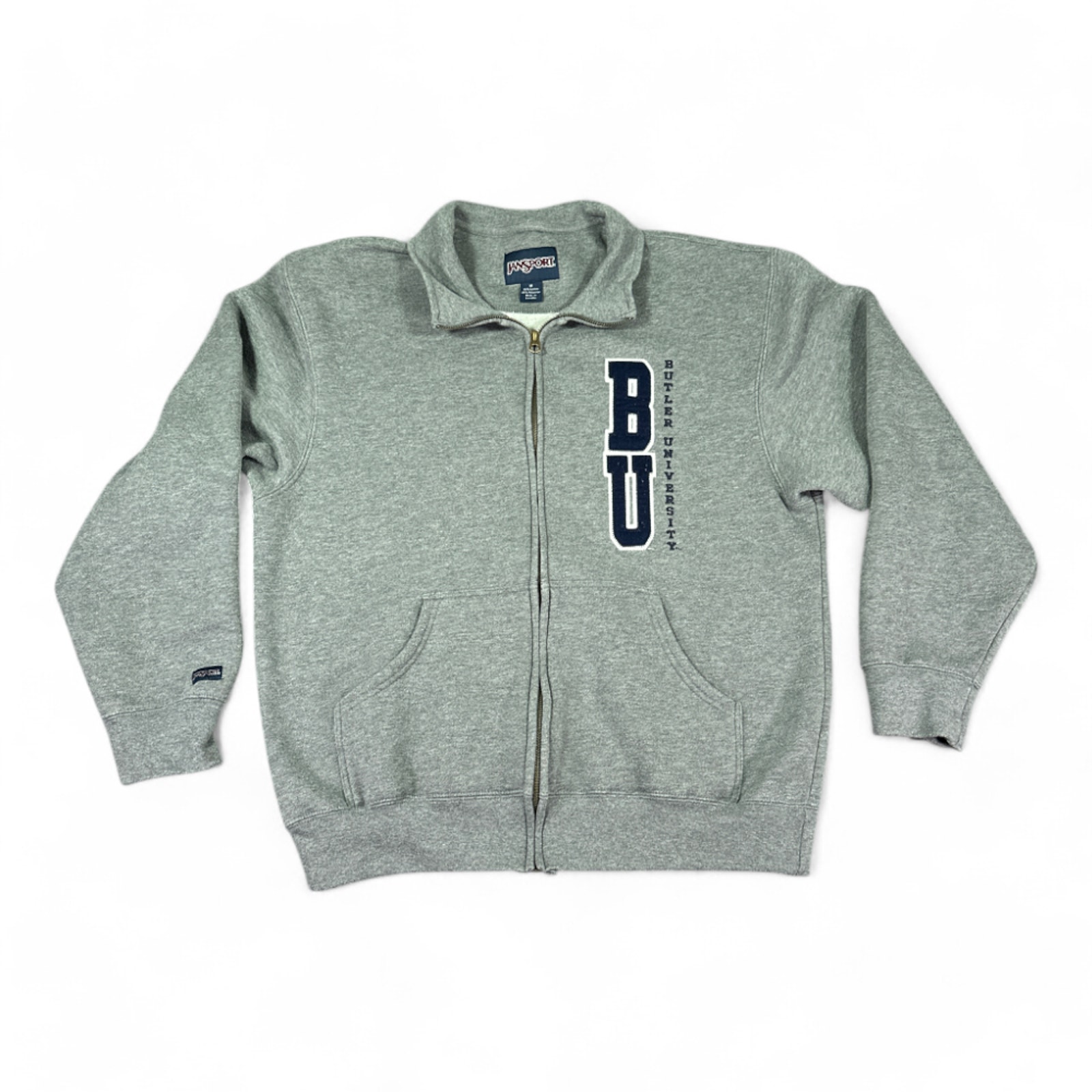 Vintage Butler University Sweater Adult MEDIUM Gray Blue Spell Out JanSport 90s