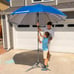 NWT Sport-Brella8' Premiere Umbrella with Freestand Base and Auger for Sand Blue