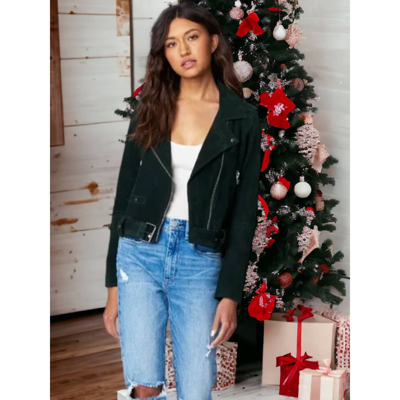 NWT - Blank NYC Tree Hugger Hunter Green Suede Moto Jacket Size: XS