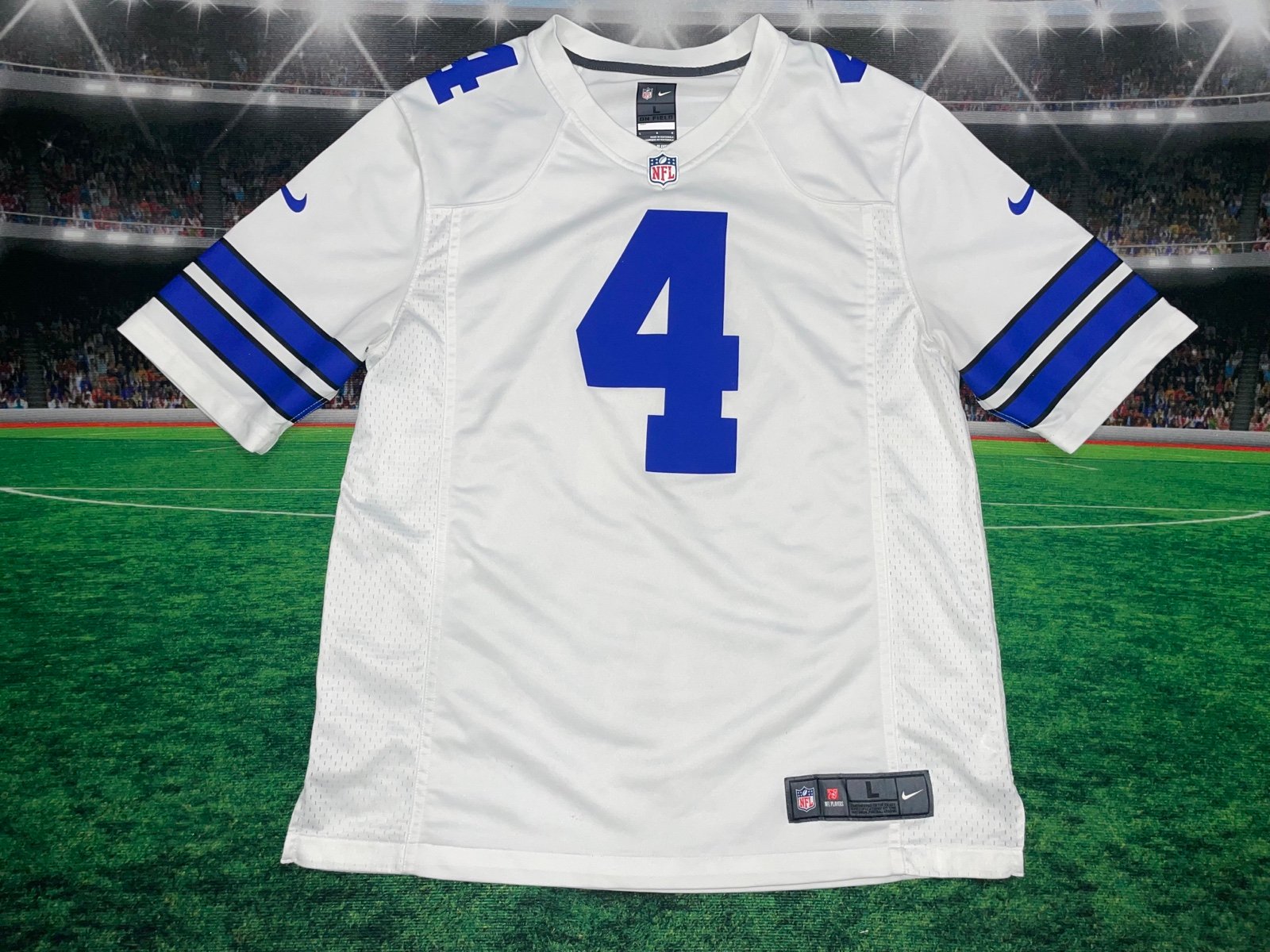 Dallas Cowboys Dark Prescott #4 Nike On Field Mens Sz Large Preowned