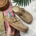 AEO American Eagle Beige Tan Faux Suede Platform Slip On Clog Mule 10