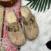 AEO American Eagle Beige Tan Faux Suede Platform Slip On Clog Mule 10