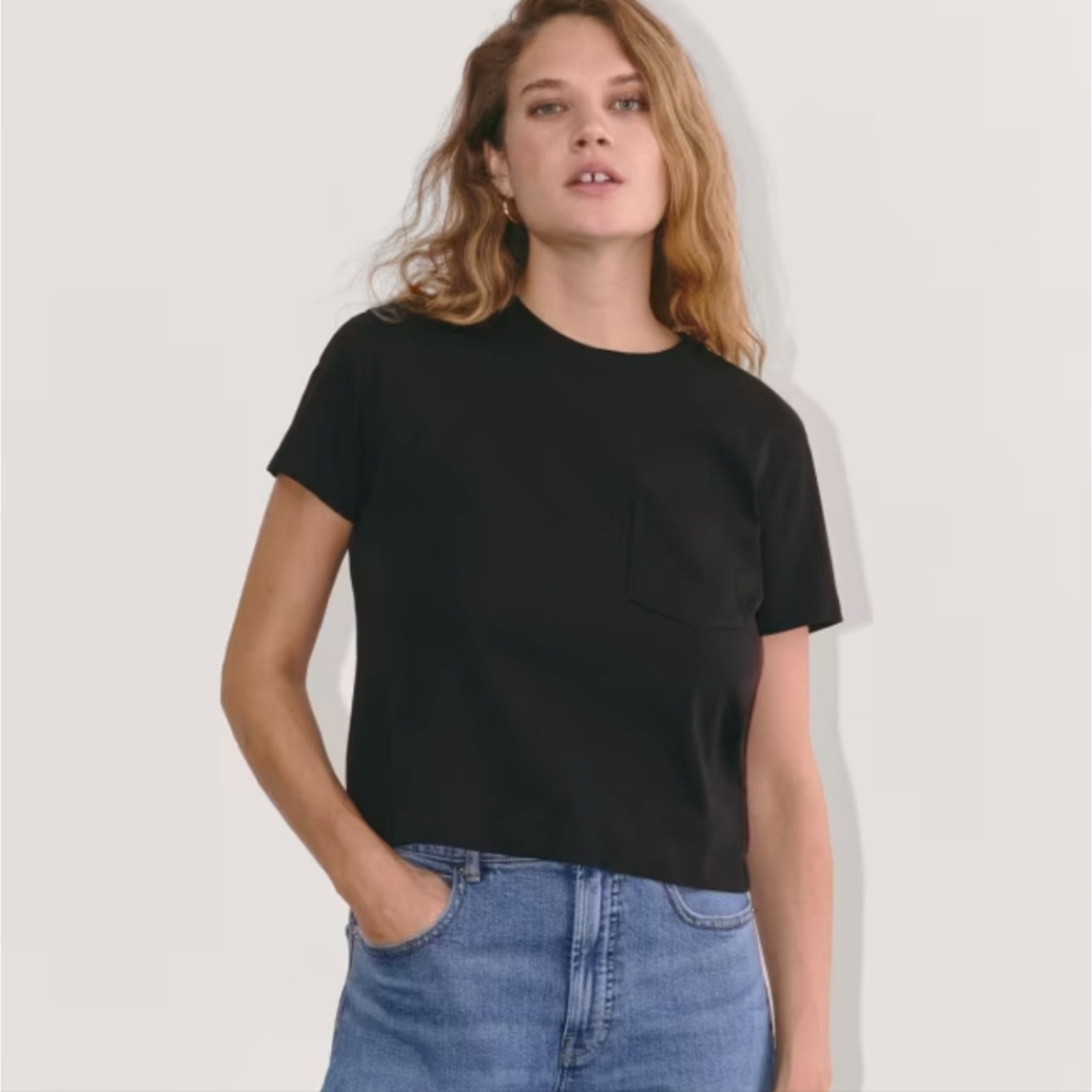 NWT Everlane The Organic Cotton Pocket Tee Short Sleeve Black