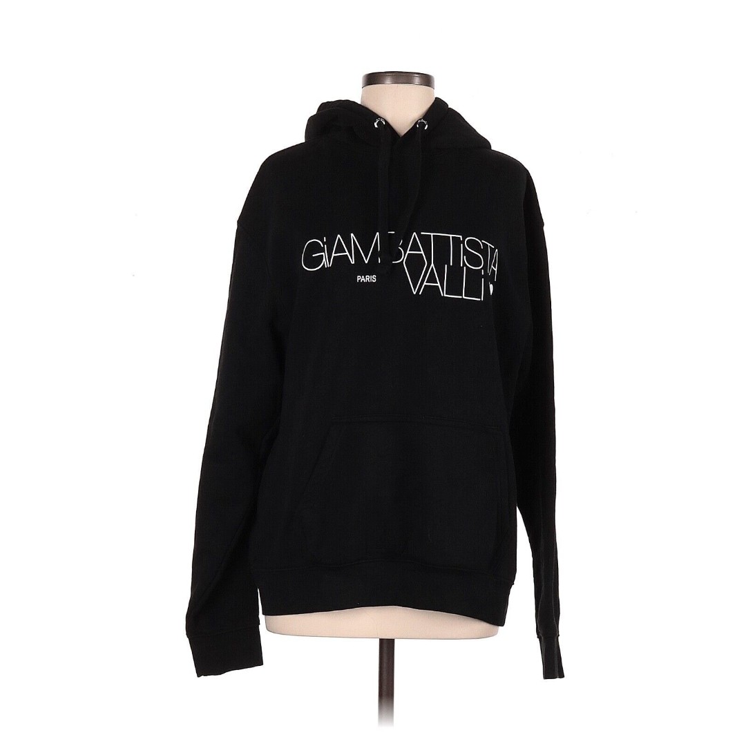 2019 GIAMBATTISTA VALLI x H&M Black Flock Print Hooded Sweatshirt - M