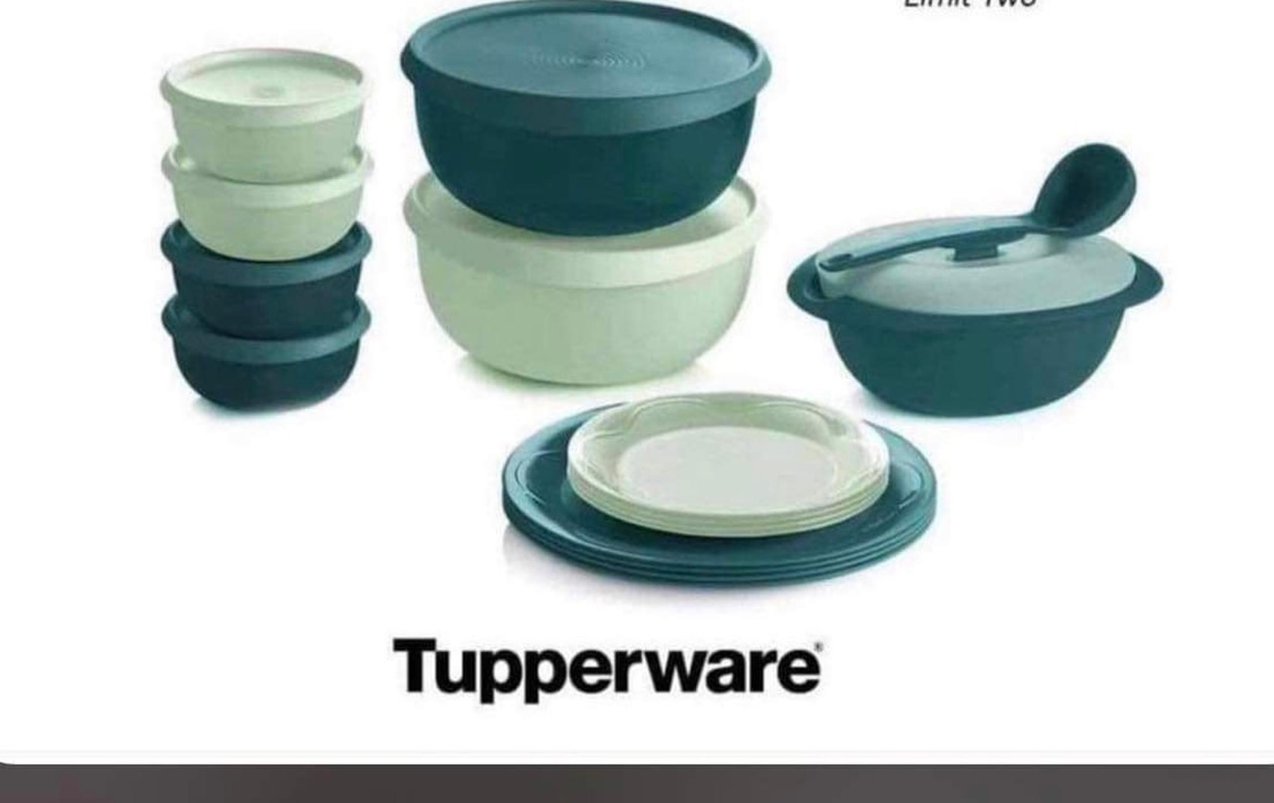 Tupperware new green bowl and plate set